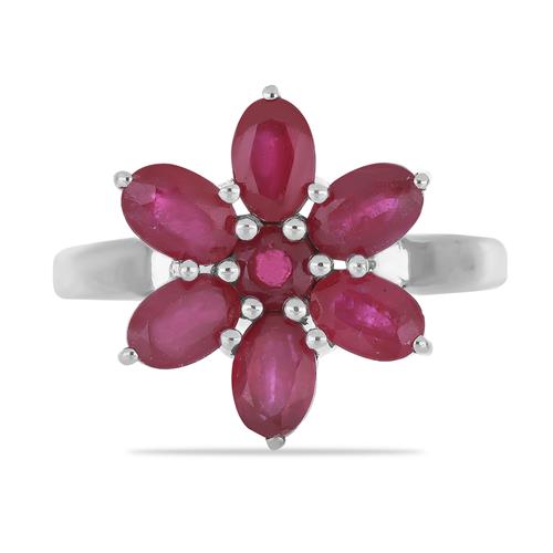 BUY 925 SILVER INDIAN RUBY GEMSTONE CLUSTER RING 